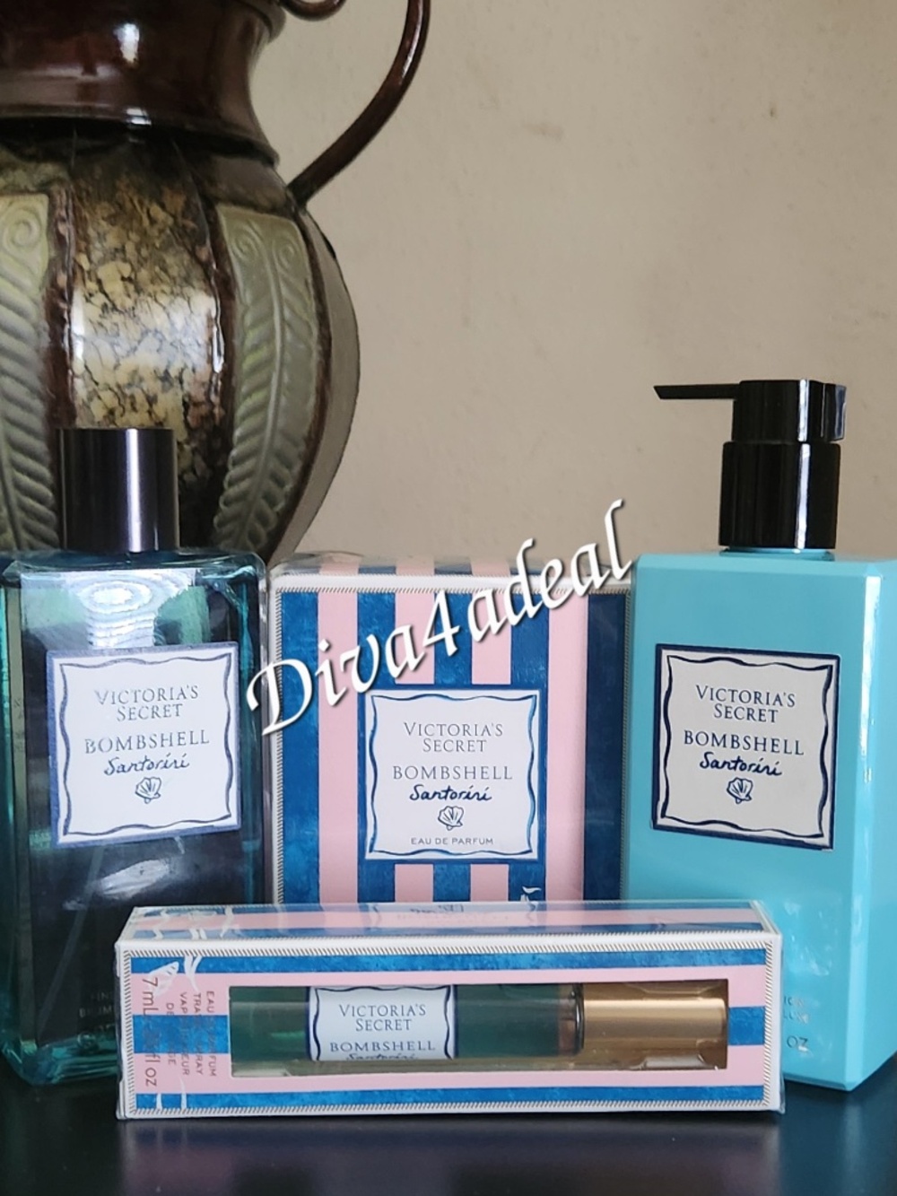 Victoria’s Secret BOMBSHELL SANTORINI 1.7 FL OZ EDP Spray 4PC Collection Bundle